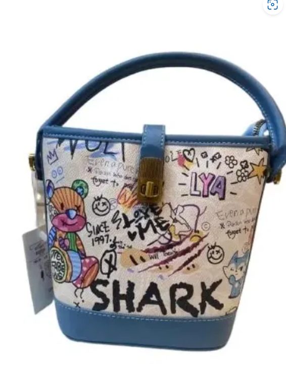 Azure Graffiti Bucket Bag