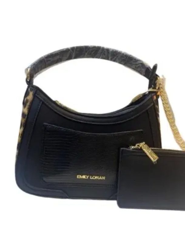 Noir Leopard-Strap Hobo