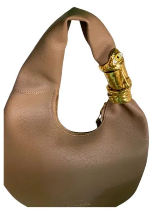 Camel Bamboo-Clasp Hobo
